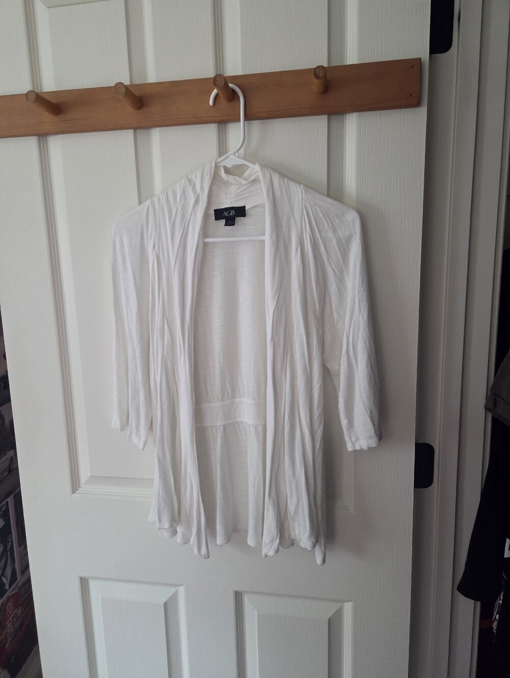 AGB White Lightweight Open Front Cardigan